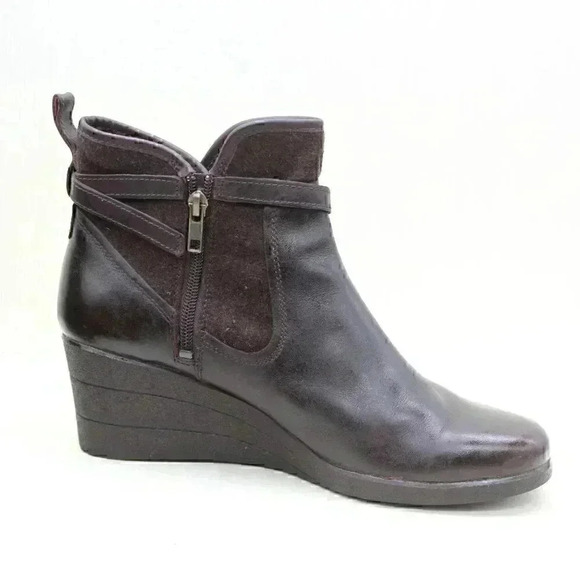 UGG Australia Emalie Women's Brown Leather Wedge Ankle Boots Size US 10 - Picture 3 of 10